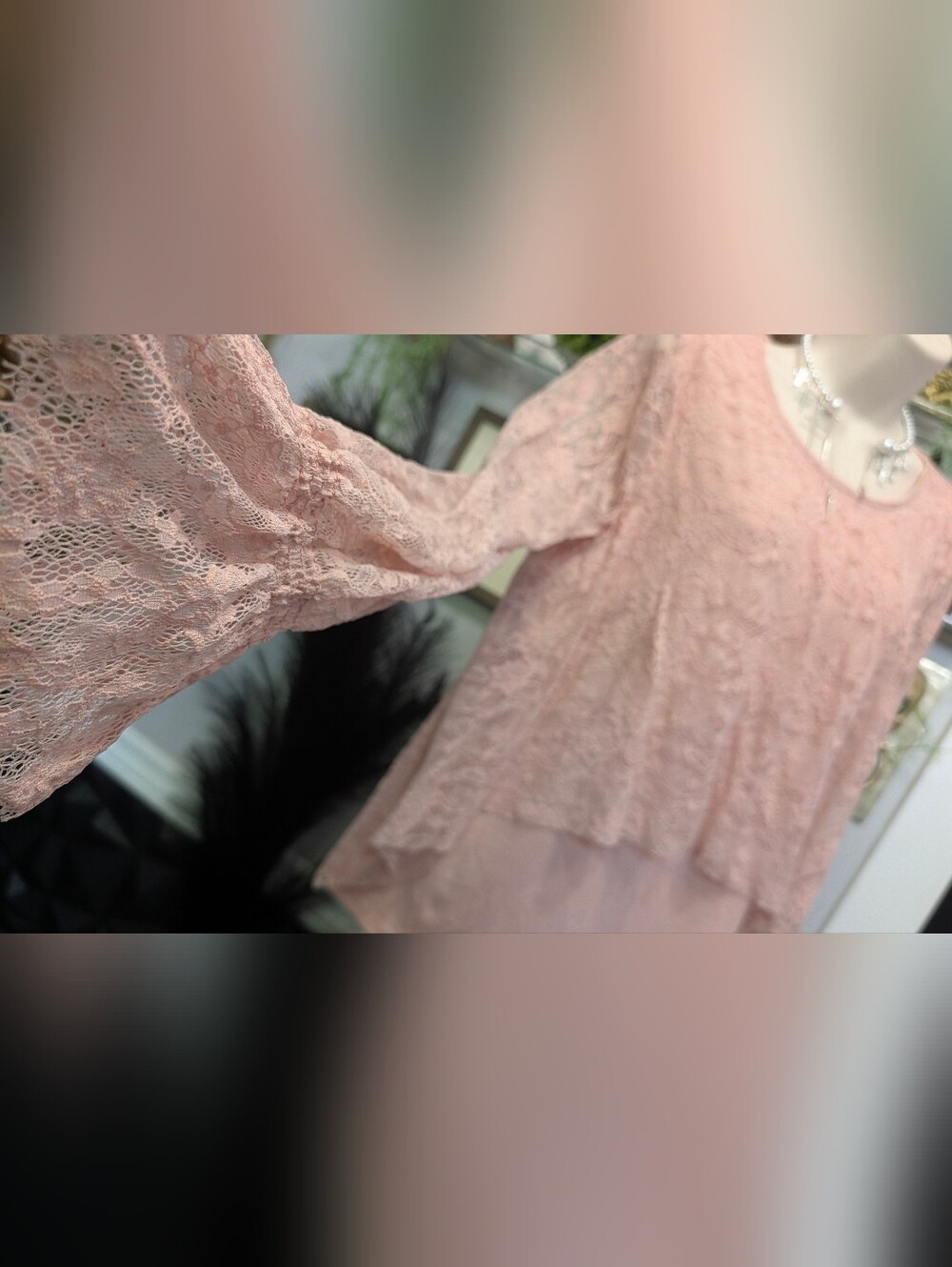 Cupio Dusty Rose Lace Poet Blouse Top LG